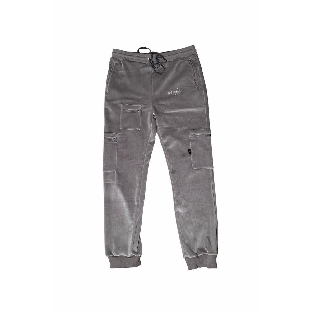 Maison Hideout Clothing charcoal grey Velour luxury Cargo Joggers Men's 2XL